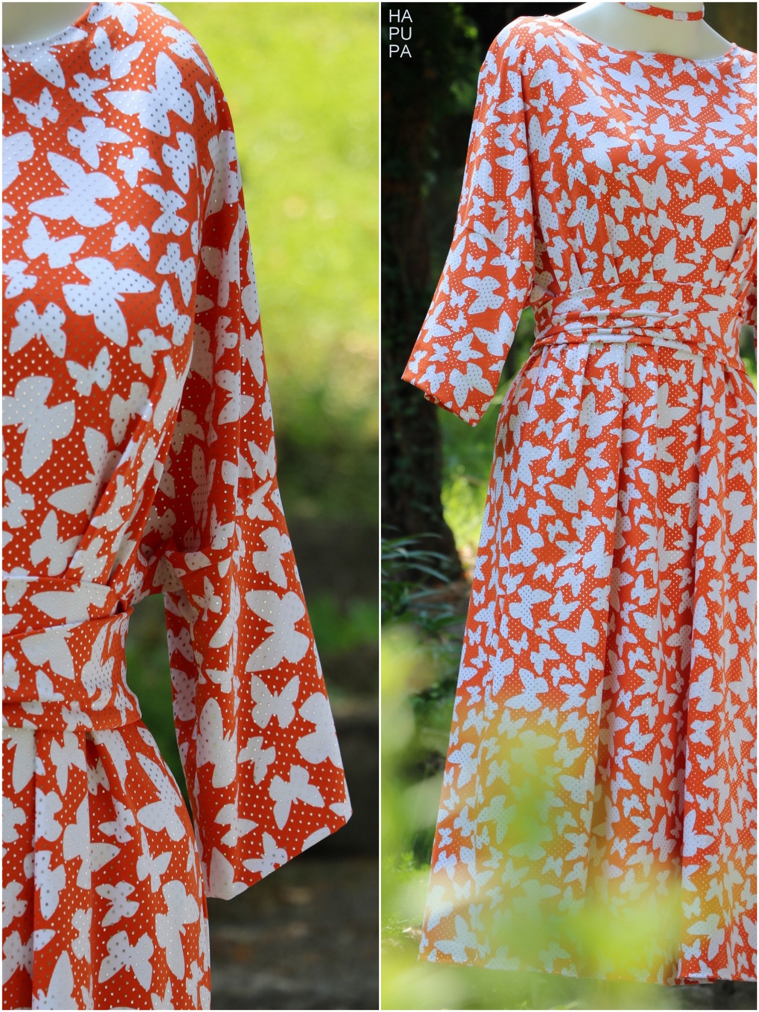 Fotografie pro model – Oranžové šaty s motýly
